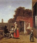 Pieter de Hooch Dutch gard oil painting reproduction